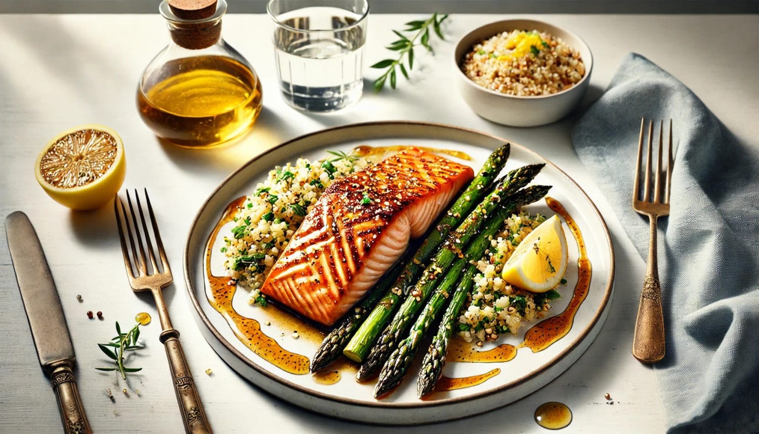 Honey glazed salmon recipe, easy salmon dinner recipe, healthy salmon recipes, roasted asparagus side dish, lemon herb quinoa recipe, best salmon glaze ideas, quick salmon dinner ideas, sheet pan salmon and vegetables, high-protein dinner recipes, omega-3 rich meals, low-calorie salmon recipes, easy seafood dinner ideas, how to cook salmon in the oven, one-pan salmon and veggies, garlic butter salmon alternative, meal prep salmon recipes, 30-minute healthy meals, best sides for salmon, gluten-free salmon dinner, flavorful baked salmon recipes.